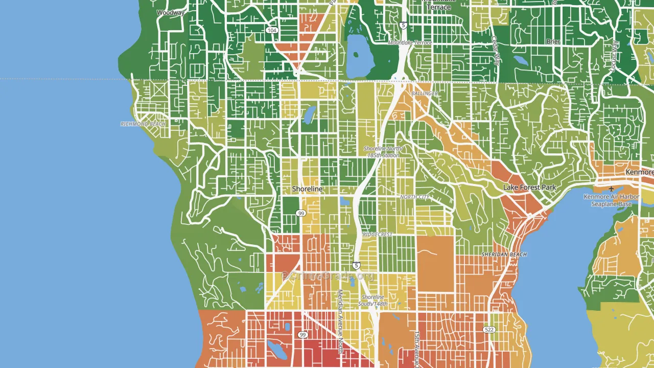 Shoreline, WA Map of Burglary Rates