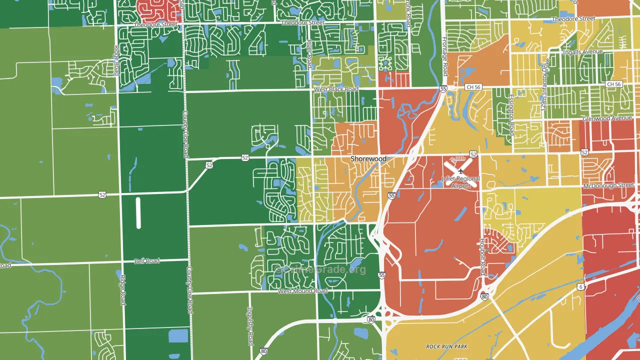 Shorewood, IL Map of Burglary Rates