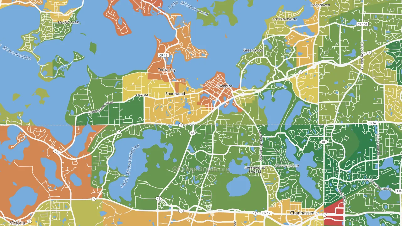 Shorewood, MN Map of Burglary Rates