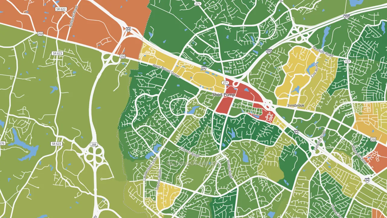 Short Pump, VA Map of Burglary Rates