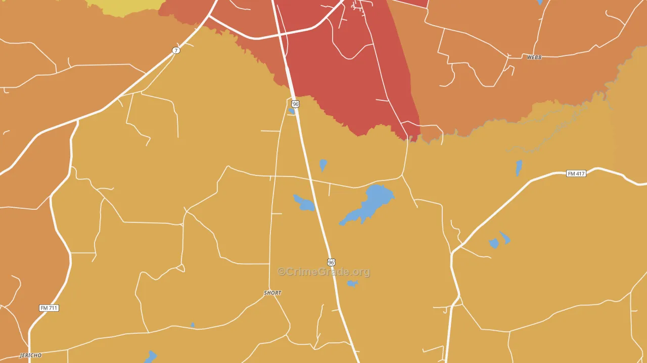 Short, TX Map of Burglary Rates