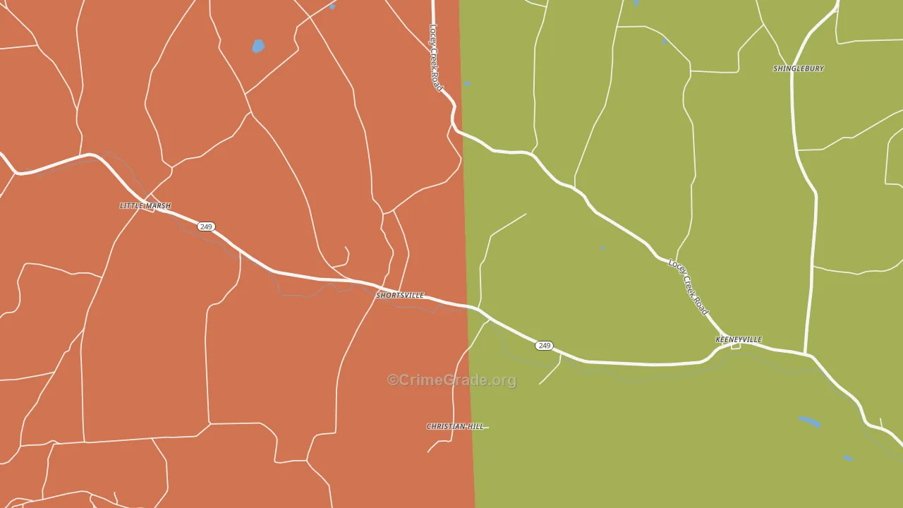 Shortsville, PA Map of Burglary Rates