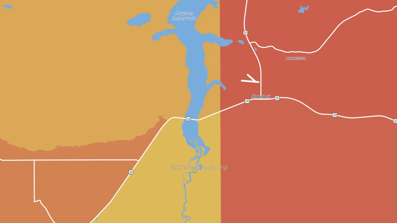 Shoshoni, WY Map of Burglary Rates