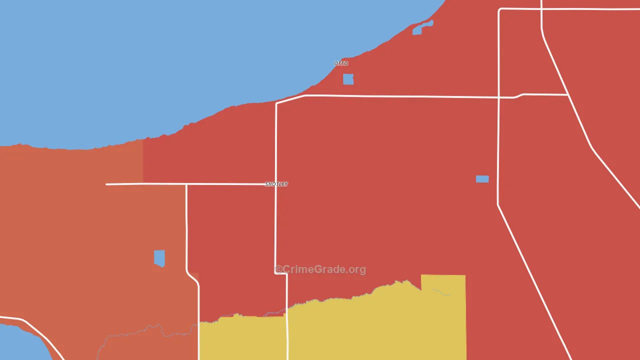 Shotley, MN Map of Burglary Rates