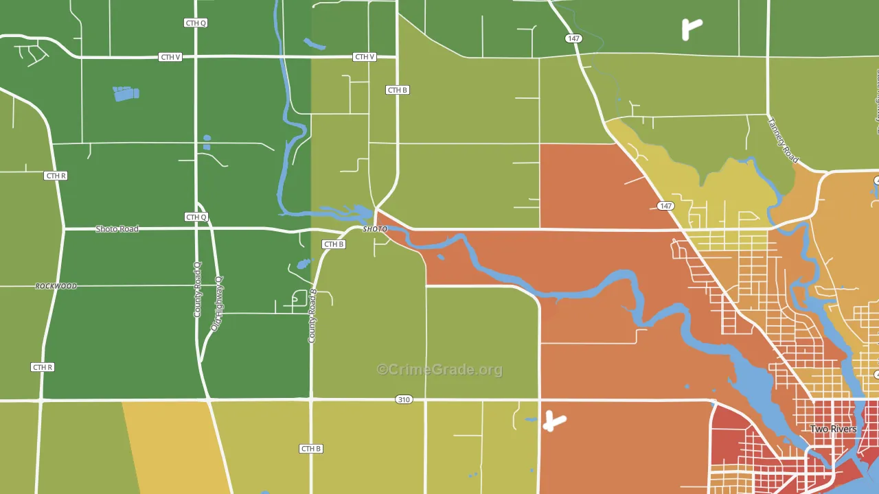 Shoto, WI Map of Burglary Rates