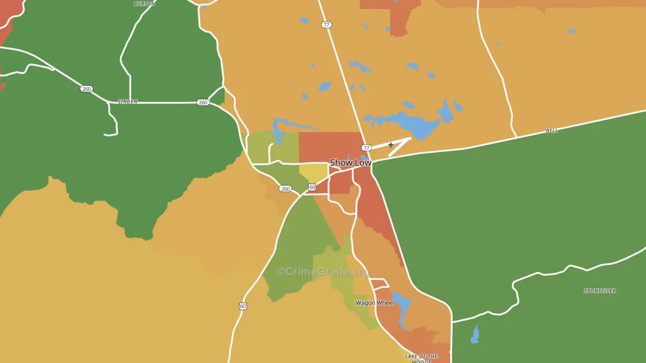 Show Low, AZ Map of Burglary Rates