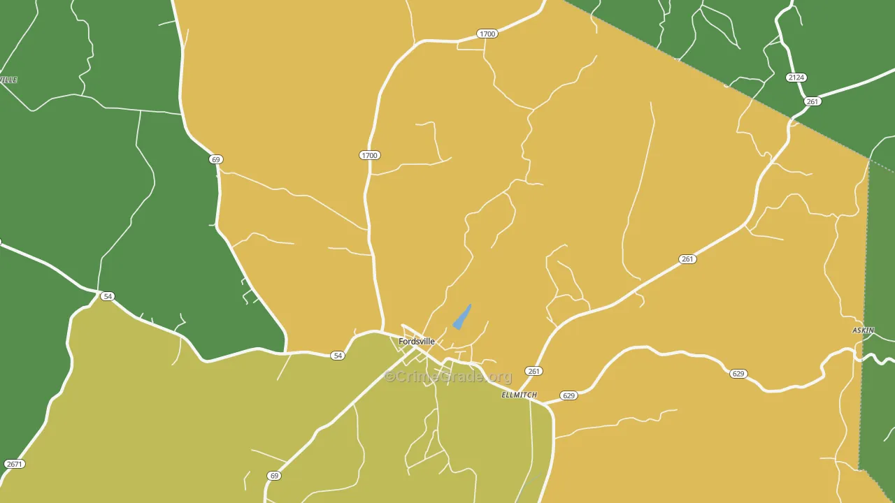Shreve, KY Map of Burglary Rates