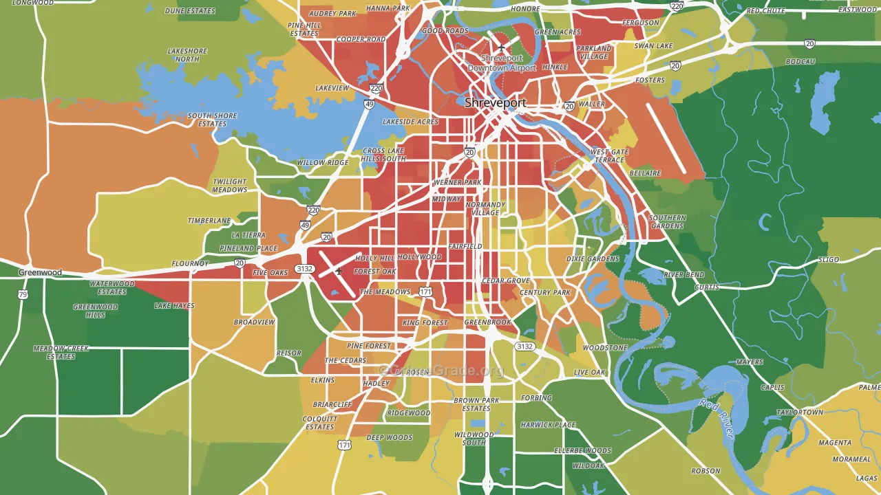 Shreveport, LA Map of Burglary Rates