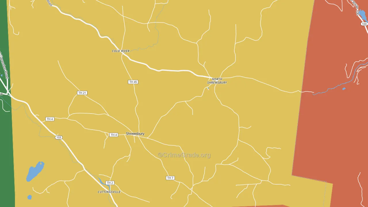 Shrewsbury, VT Map of Burglary Rates