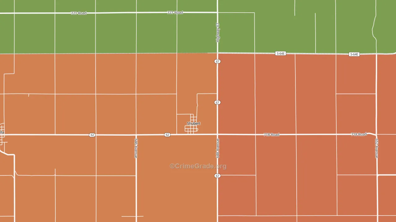 Shubert, NE Map of Burglary Rates