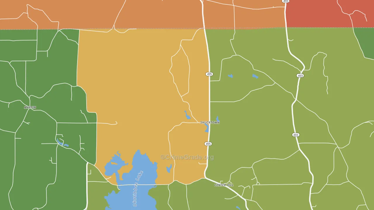 Shucktown, MS Map of Burglary Rates