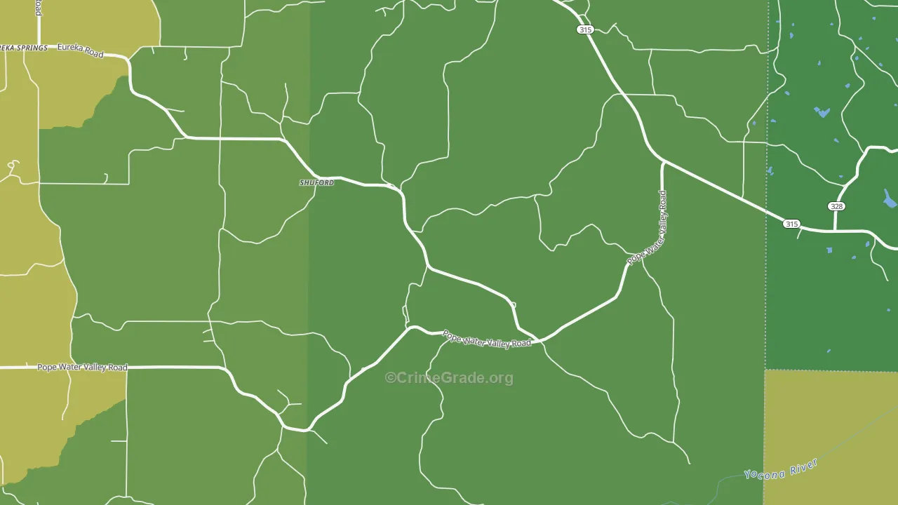Shuford, MS Map of Burglary Rates