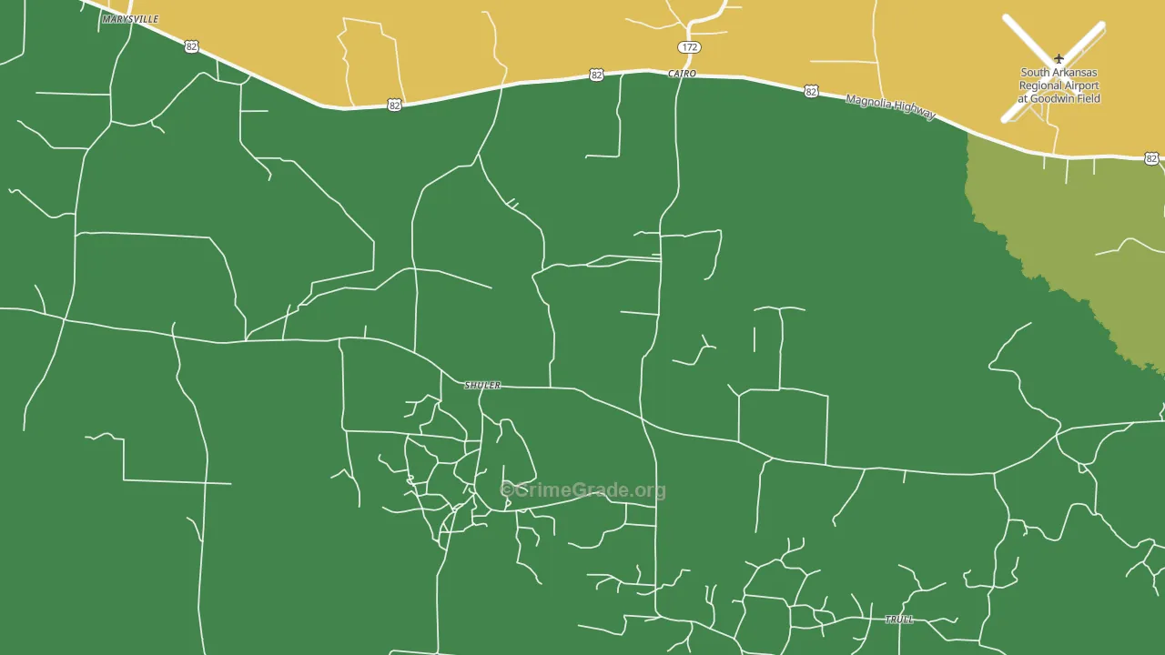 Shuler, AR Map of Burglary Rates