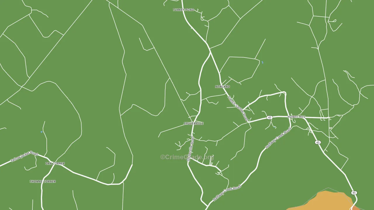 Shulerville, SC Map of Burglary Rates