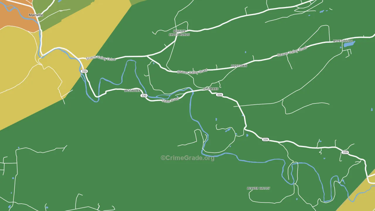 Shumans, PA Map of Burglary Rates