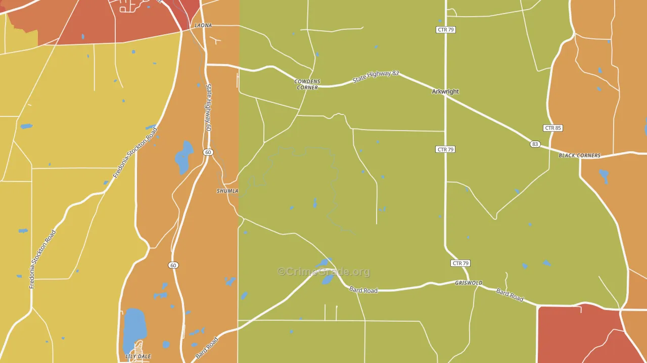 Shumla, NY Map of Burglary Rates