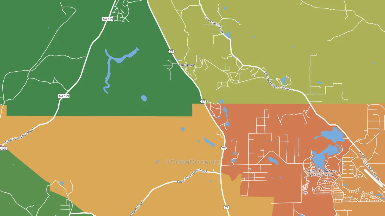 Shumway, AZ Map of Burglary Rates