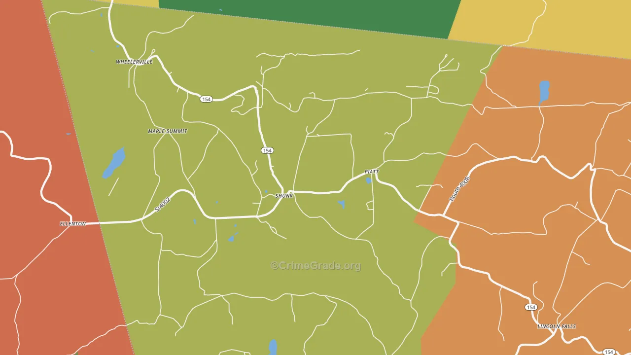 Shunk, PA Map of Burglary Rates