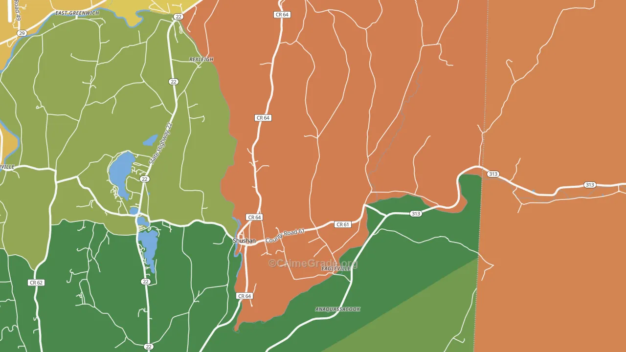 Shushan, NY Map of Burglary Rates