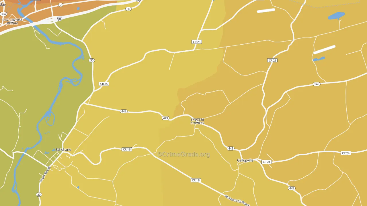 Shutter Corners, NY Map of Burglary Rates