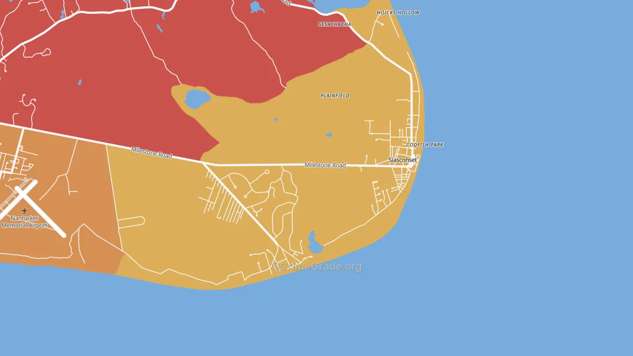 Siasconset, MA Map of Burglary Rates