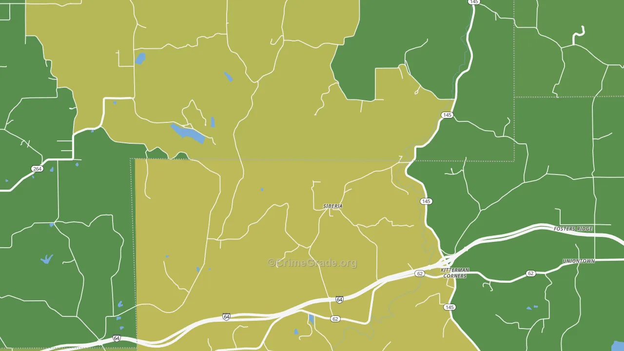Siberia, IN Map of Burglary Rates