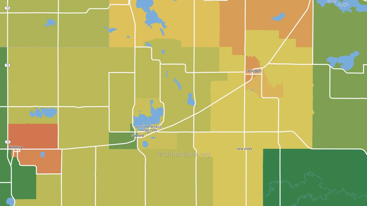 Sibley County, MN Map of Burglary Rates