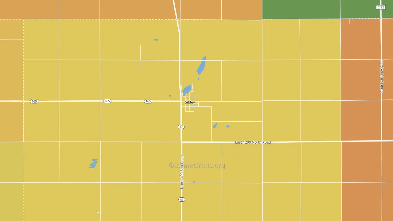 Sibley, IL Map of Burglary Rates