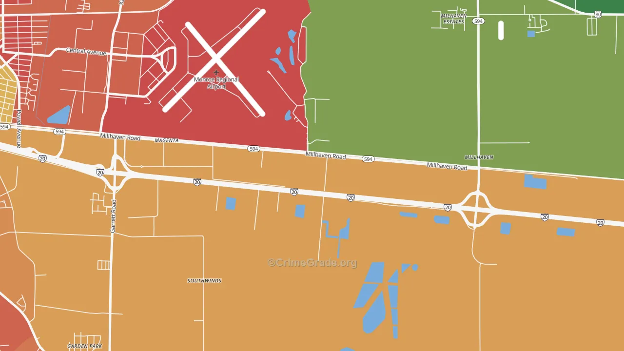 Sicard, LA Map of Burglary Rates