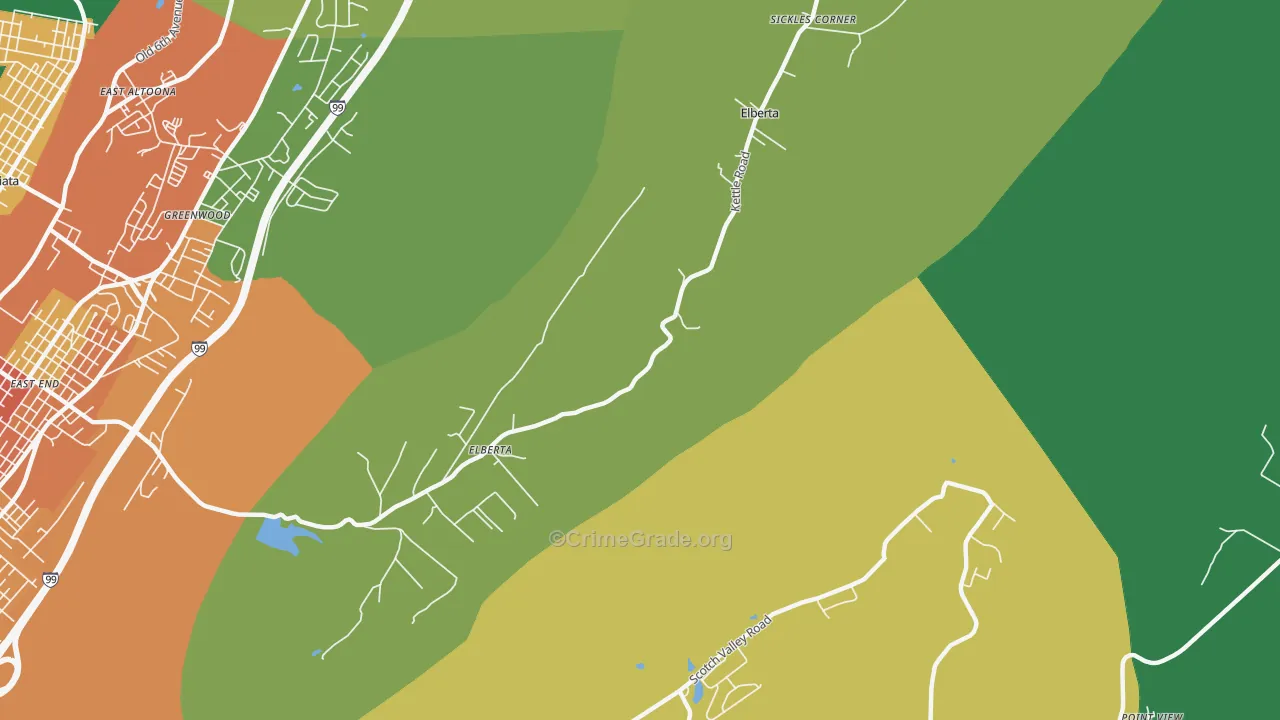 Sickles Corner, PA Map of Burglary Rates