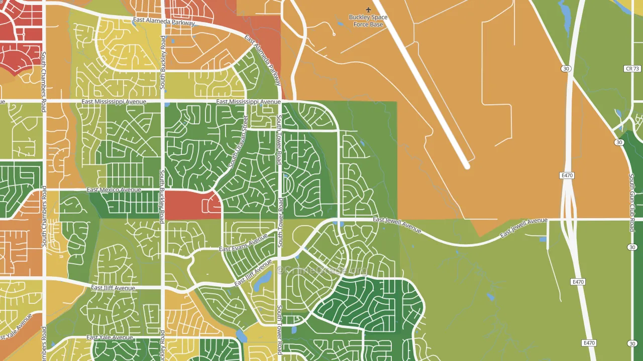 Side Creek, Aurora, CO Map of Burglary Rates