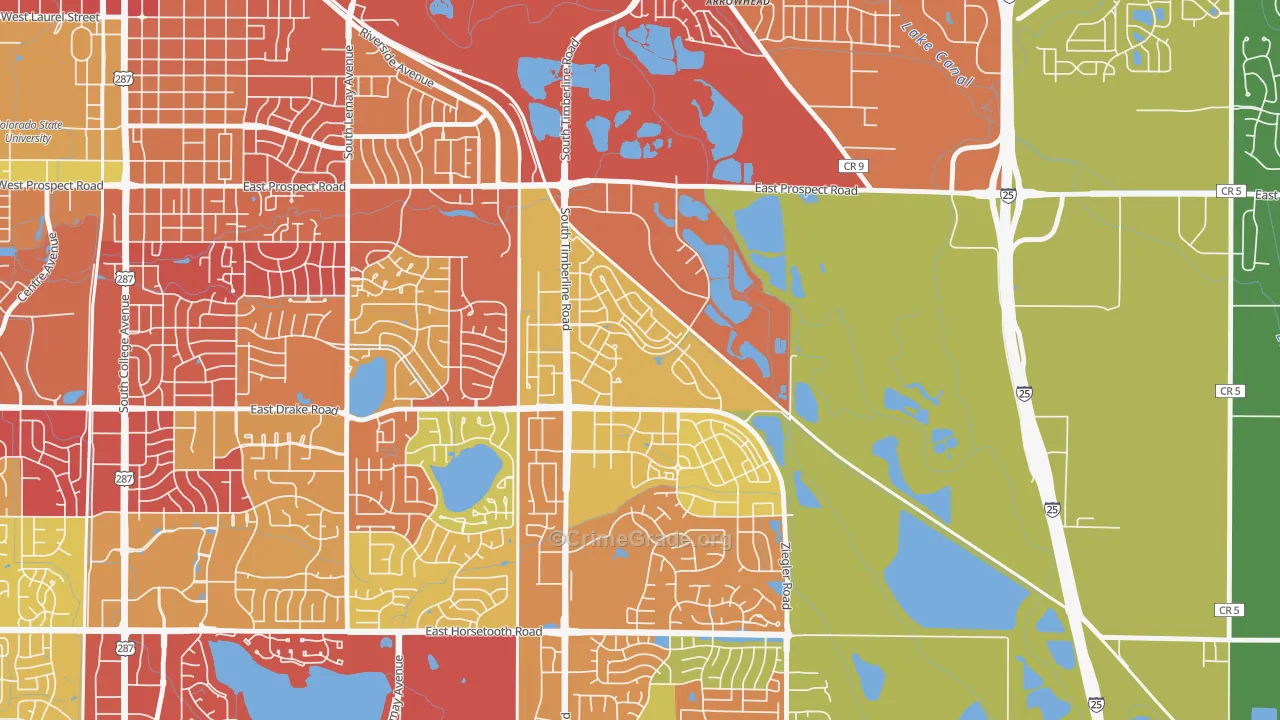 Side Hill, Fort Collins, CO Map of Burglary Rates