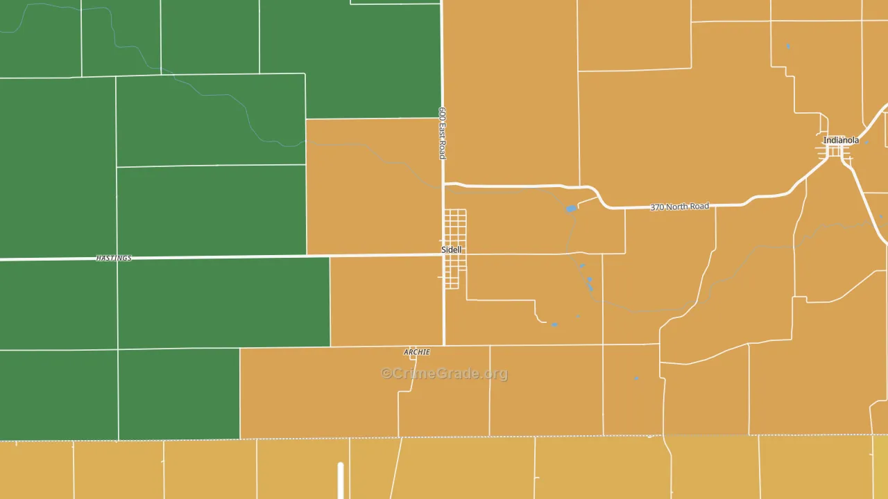 Sidell, IL Map of Burglary Rates