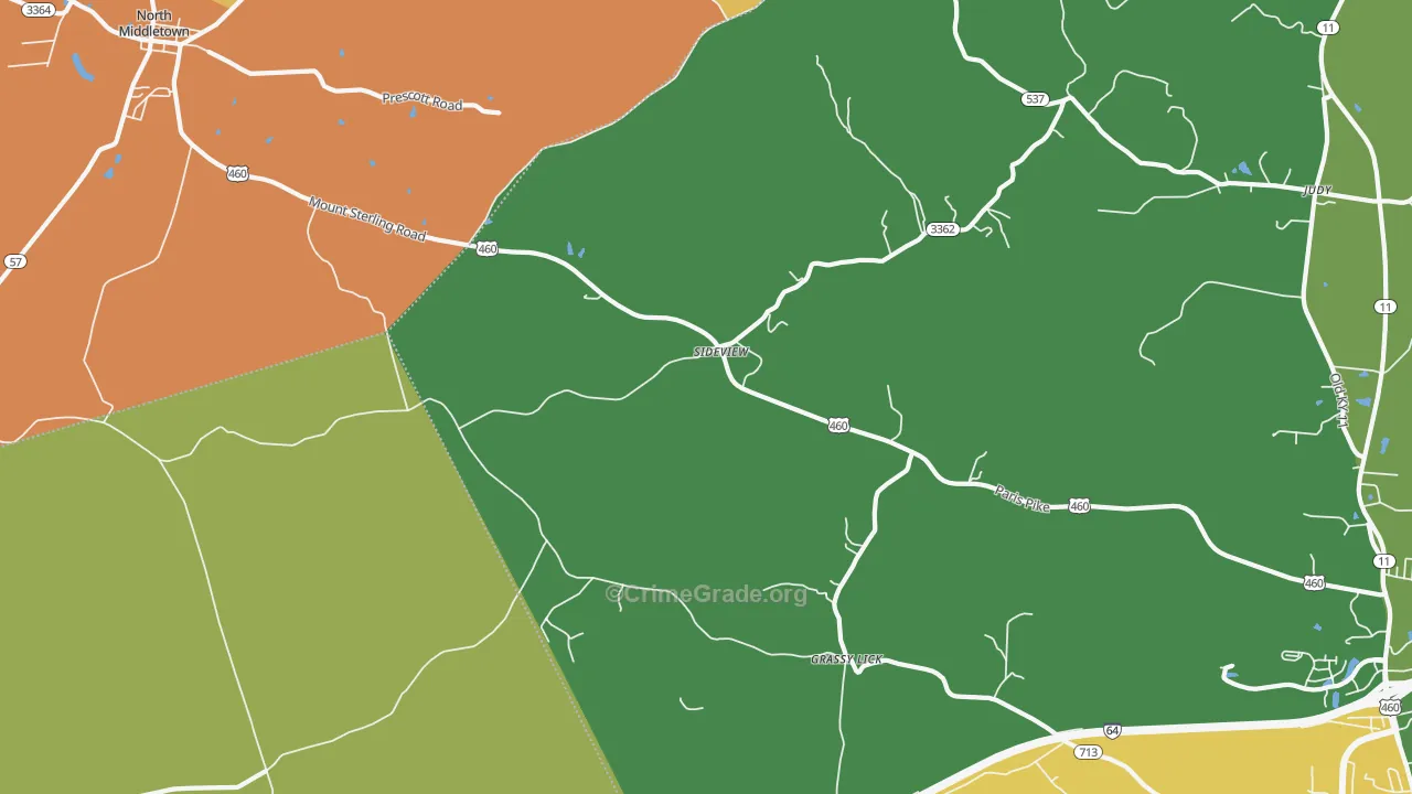 Sideview, KY Map of Burglary Rates