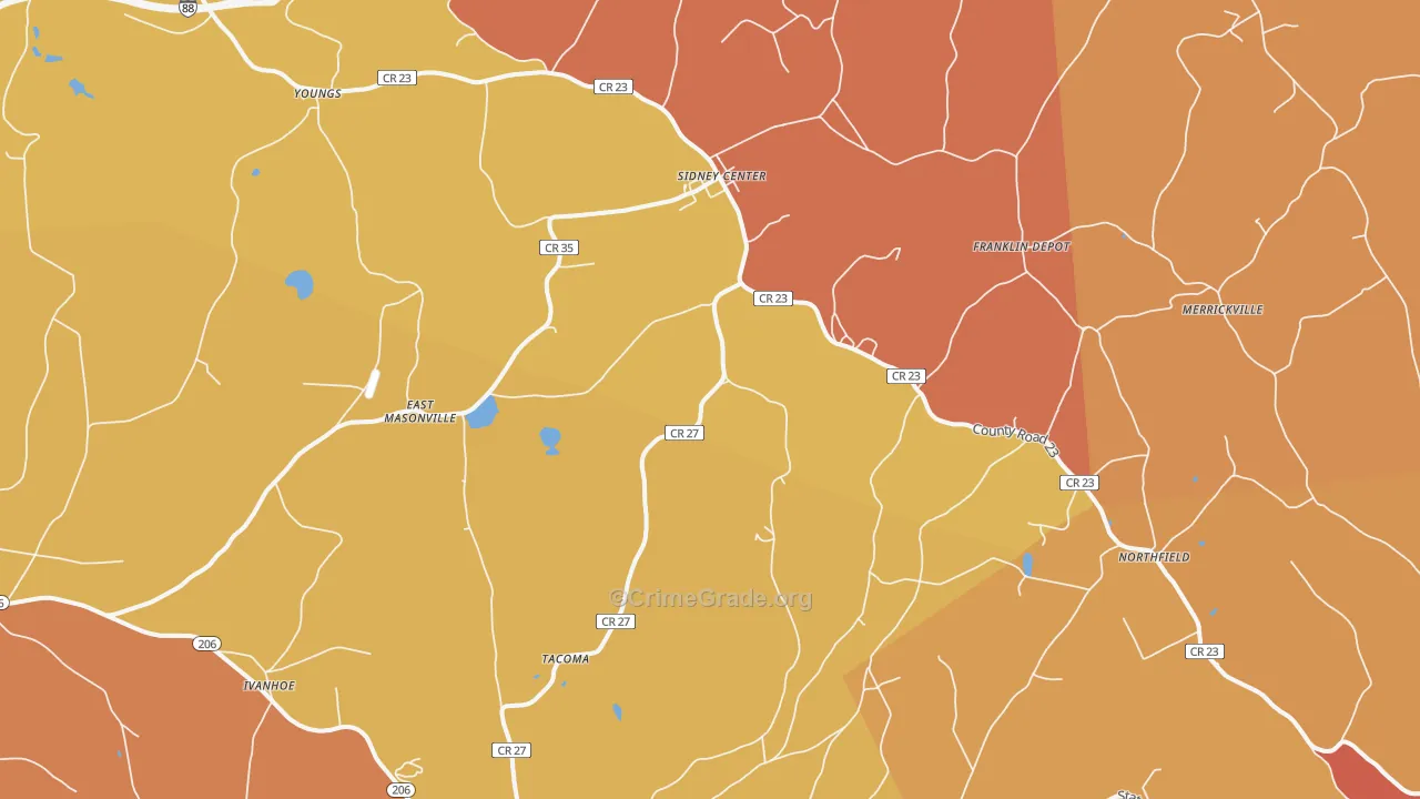 Sidney Center, NY Map of Burglary Rates