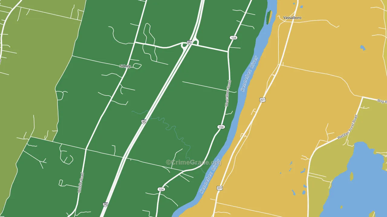 Sidney, ME Map of Burglary Rates