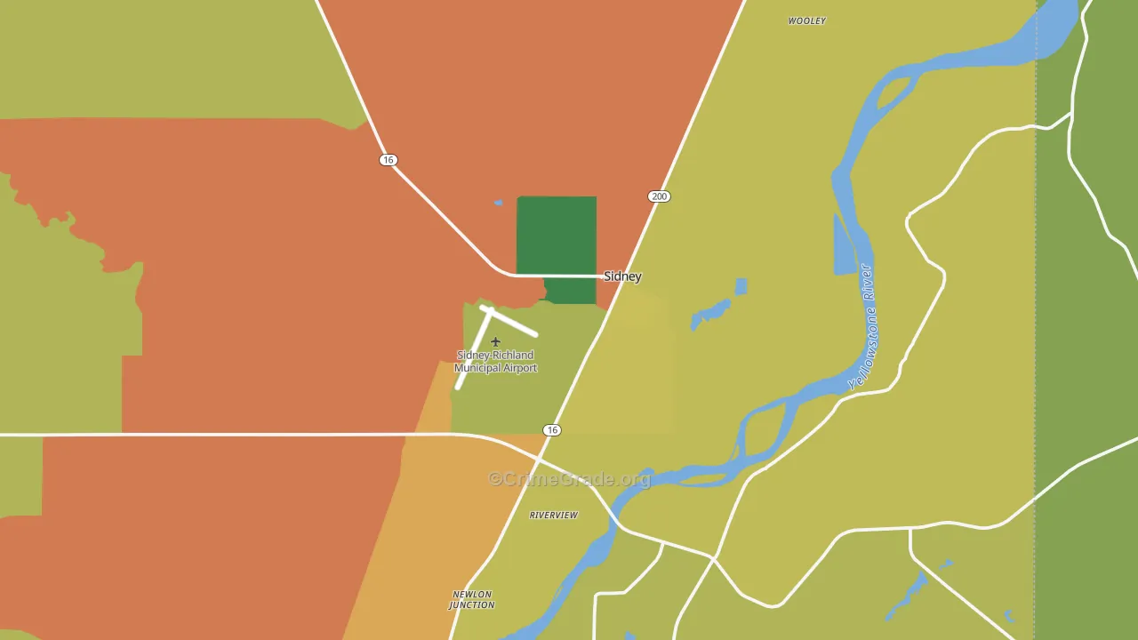 Sidney, MT Map of Burglary Rates