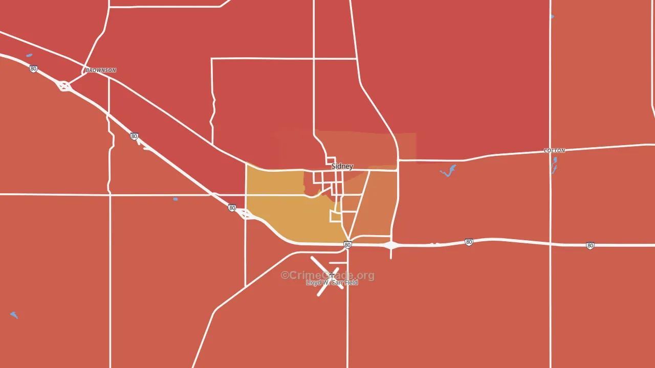Sidney, NE Map of Burglary Rates