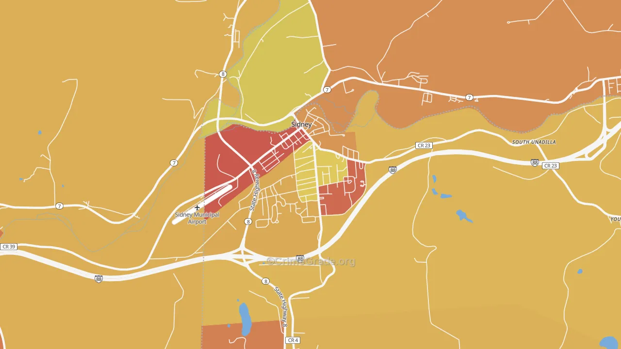 Sidney, NY Map of Burglary Rates