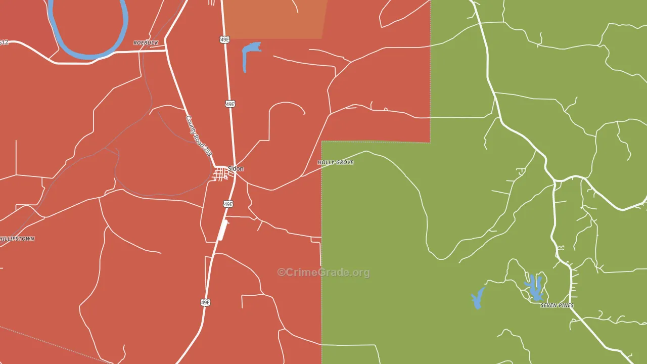 Sidon, MS Map of Burglary Rates