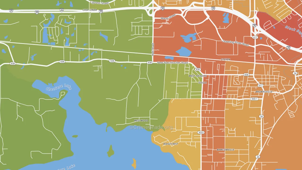 Siegle, LA Map of Burglary Rates
