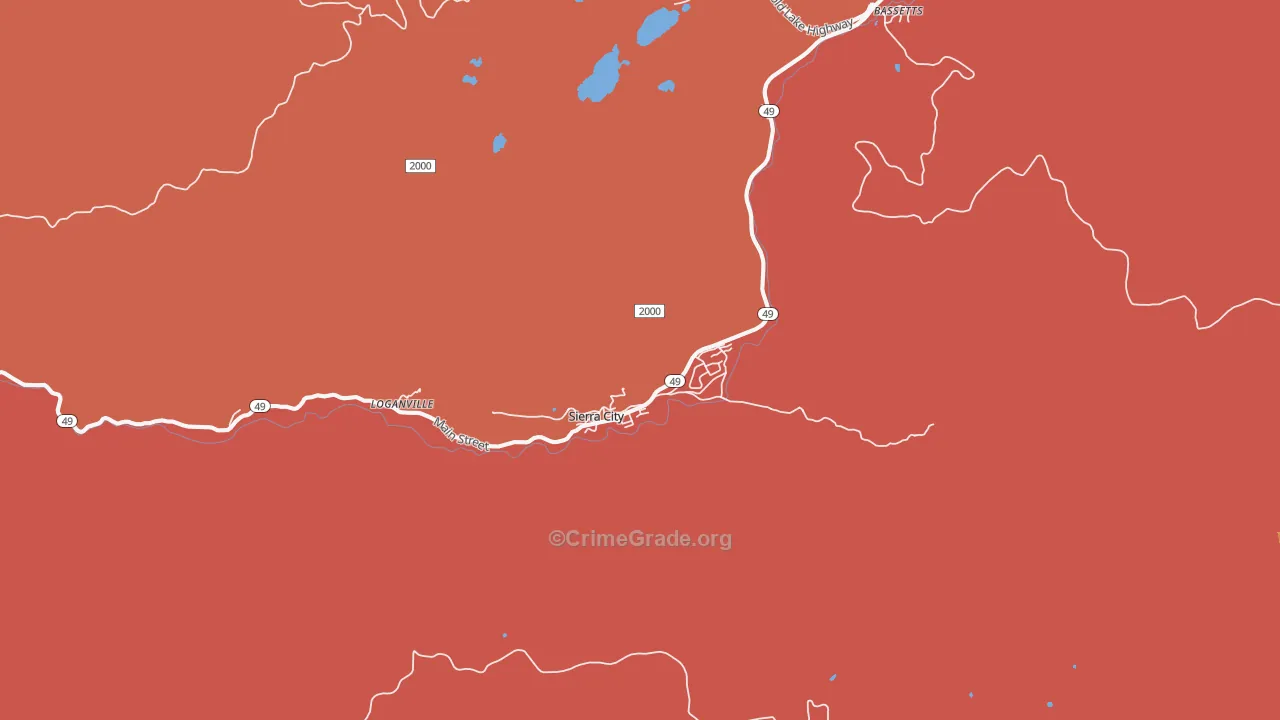 Sierra City, CA Map of Burglary Rates
