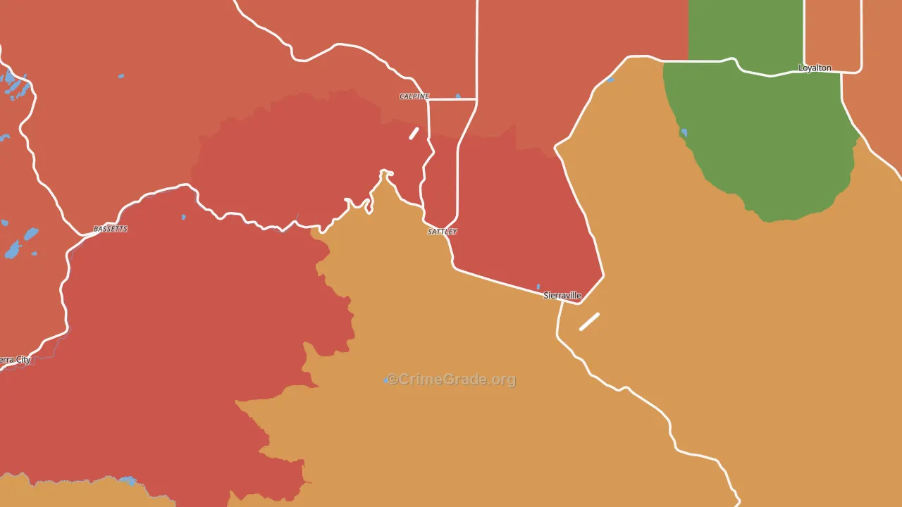 Sierra County, CA Map of Burglary Rates