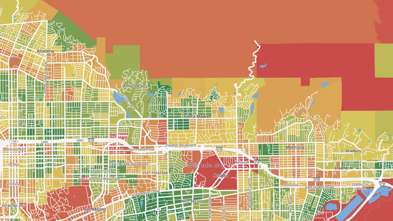Sierra Madre, CA Map of Burglary Rates