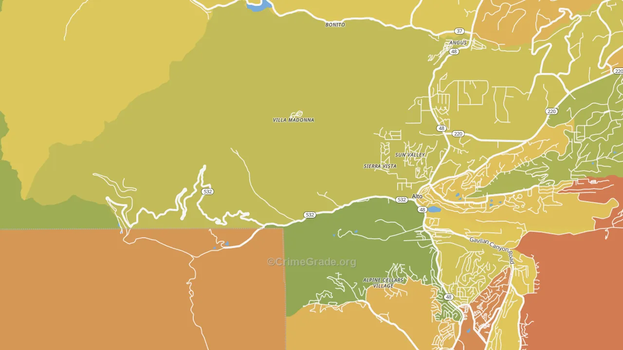 Sierra Vista, NM Map of Burglary Rates