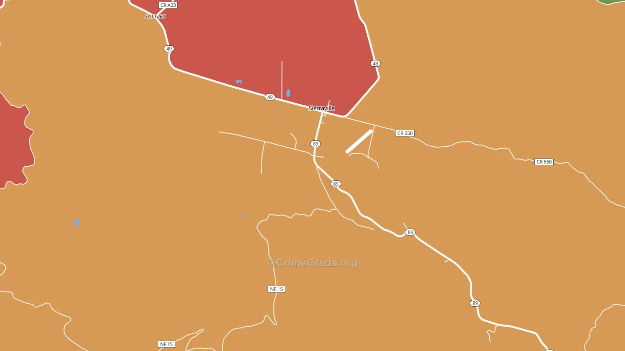 Sierraville, CA Map of Burglary Rates