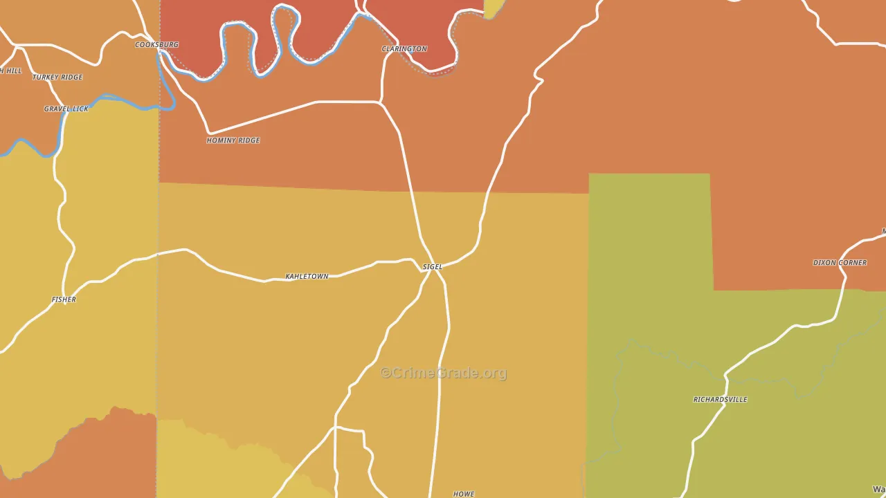 Sigel, PA Map of Burglary Rates