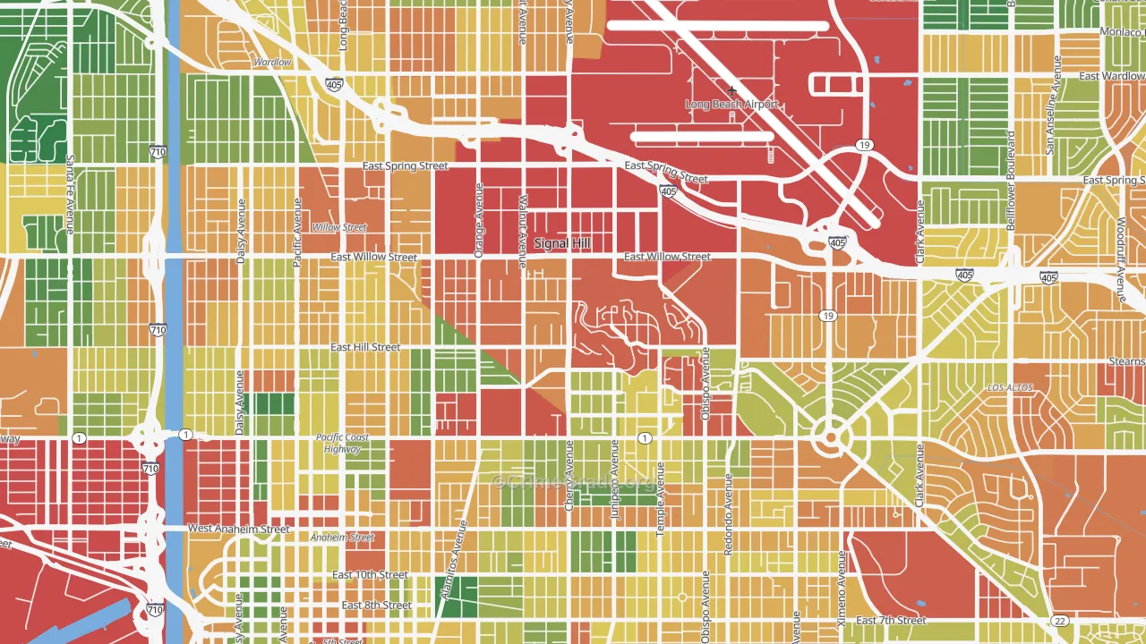 Signal Hill, CA Map of Burglary Rates