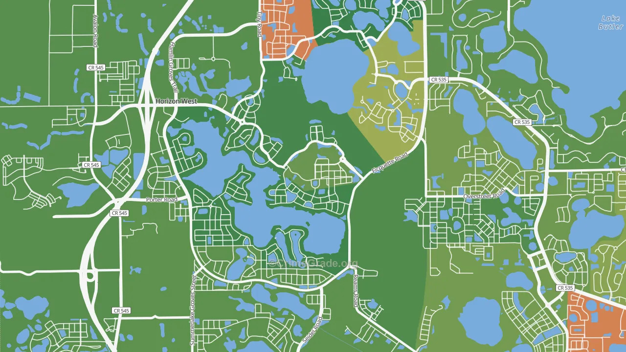 Signature Lakes, Horizon West, FL Map of Burglary Rates