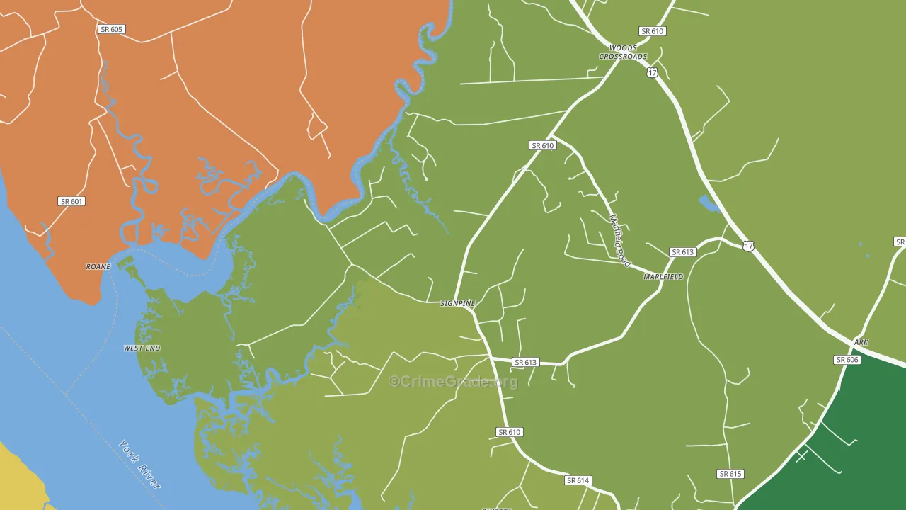Signpine, VA Map of Burglary Rates